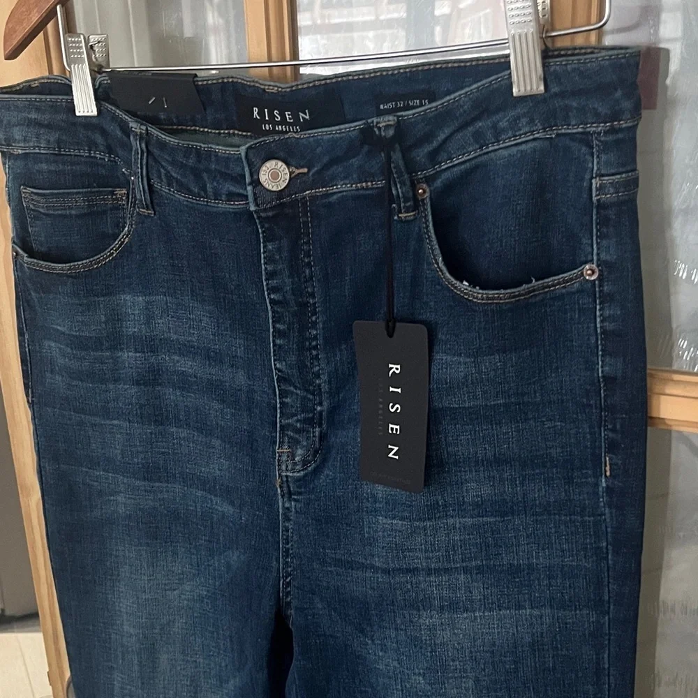 NWT Risen Dark Blue mid rise Flare Jeans Sz 32